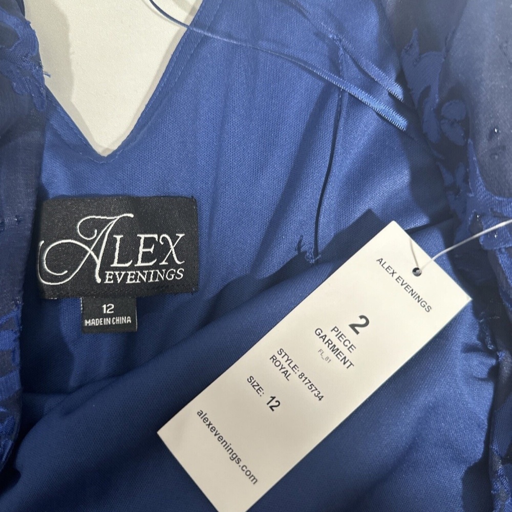 Nwt Alex Evenings [ 12 ] Textured Floral Burnout Hi-Low Dress W/ Jacket — image 4 of 8